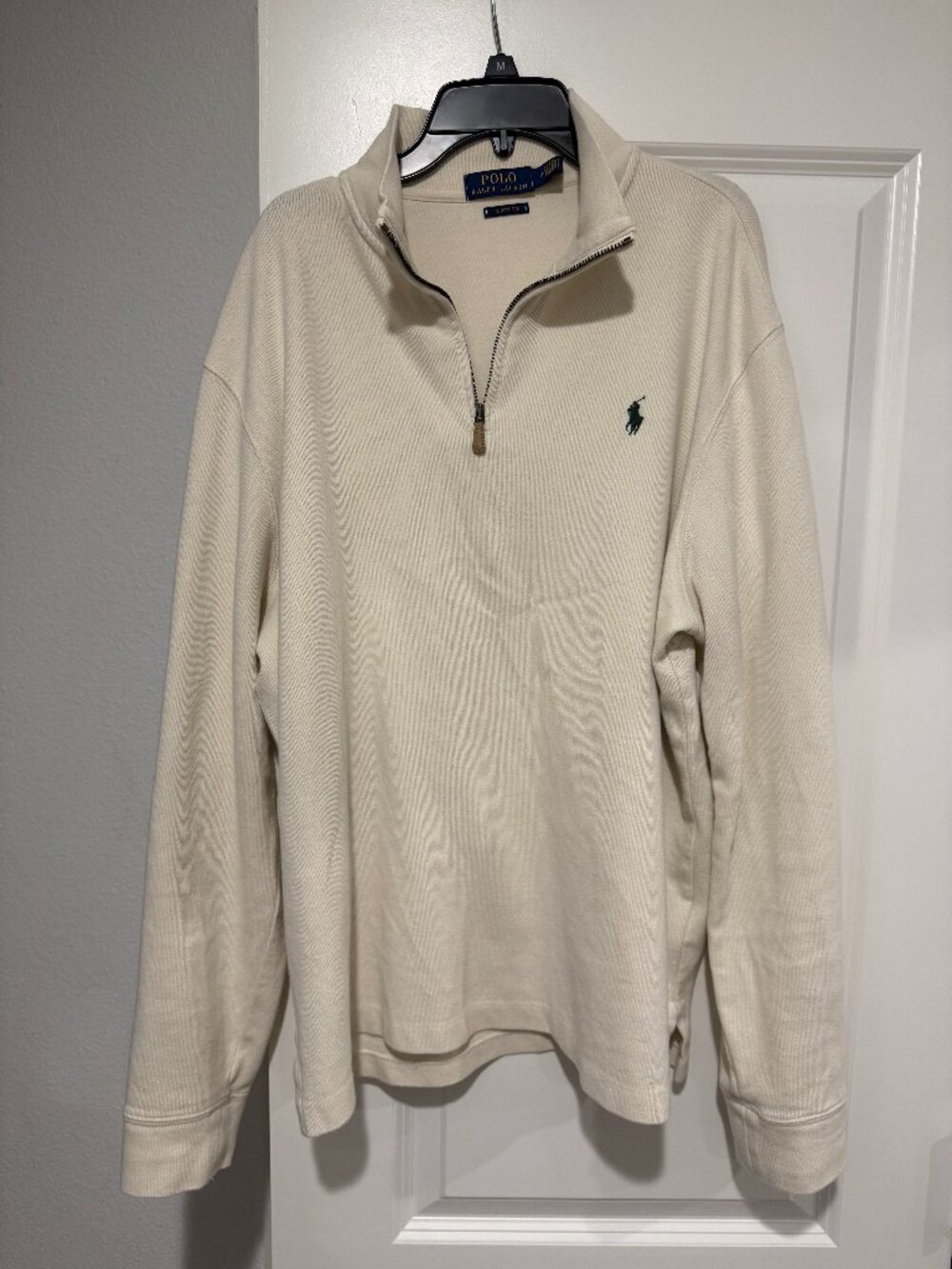 Polo Ralph Lauren Estate-Rib Quarter-Zip Cream Men’s M NWOT